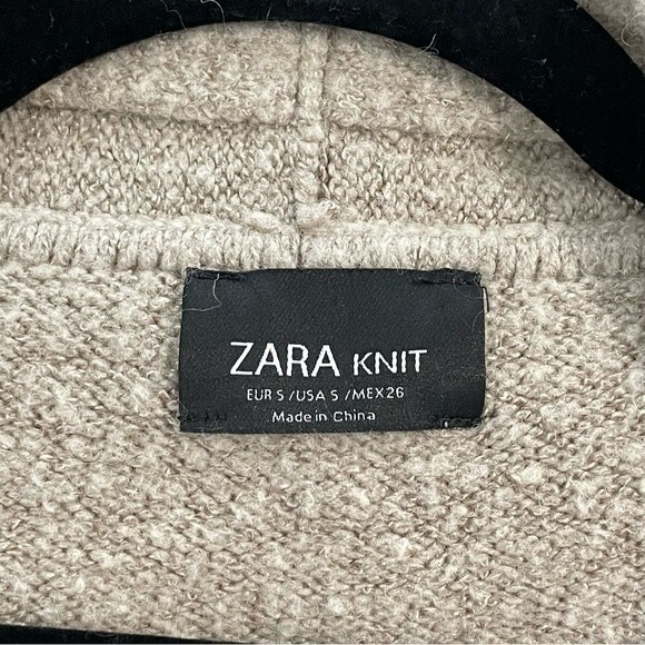 ZARA Knit Neutral Size SMALL Cardigan Women's‎ Oatmeal Open Front Sweater - Picture 3 of 8